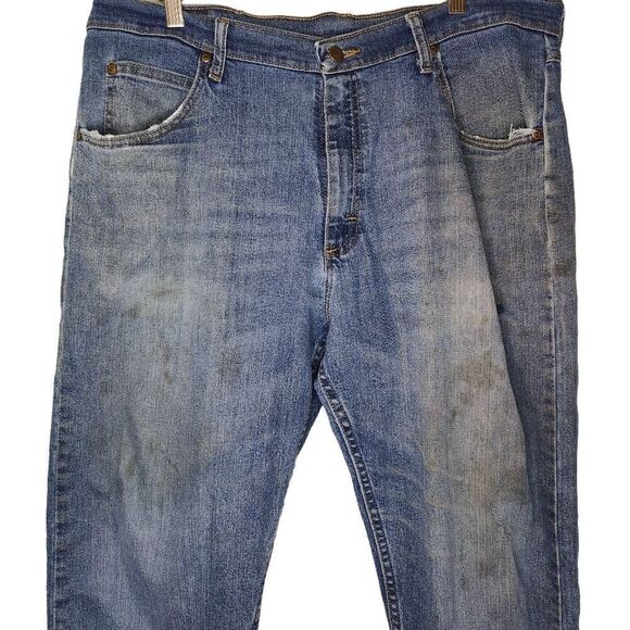 Wrangler Oversized Distressed Marked Work Denim Jeans - Picture 9 of 10